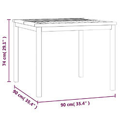 vidaXL Table à manger de jardin 90x90x74 cm bois d'acacia solide pas cher