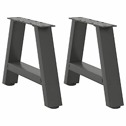 vidaXL Pieds de table basse forme de A 2 pcs anthracite 50x(30-31) cm