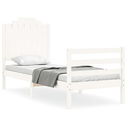 Maison Chic Cadre/structure de lit avec tête de lit pour adulte - Lit Moderne Chambre blanc petit simple bois massif -MN29822