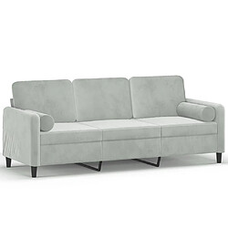 Maison Chic Canapé 3 places avec oreillers,Sofa de Salon,Canapé droit gris clair 180 cm velours -GKD568932