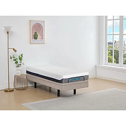 Vente-Unique Lit électrique de relaxation déco + matelas mémoire de forme - 90 x 200 cm - Tissu - Beige - MENASINA de DREAMEA