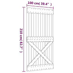 vidaXL Porte coulissante et kit de quincaillerie 100x210 cm pin massif pas cher