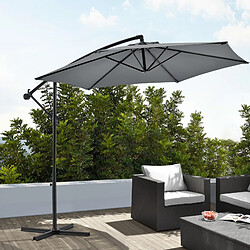 Parasol Déporté Hexagonal avec Manivelle Inclinable Robuste Toile Imperméable Protection UV Polyester Acier Diamètre 270 cm Gris [casa.pro]