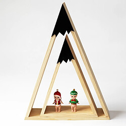 Wewoo 2 PCS Set en bois neige montagne Triangle House Rack chambre enfants décoration de la maison noir