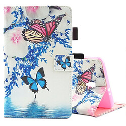 Wewoo Housse Étui bleu et rouge pour Samsung Galaxy Tab A 8.0 / T380 & T385 papillon motif flip horizontal en cuir avec porte-cartes fentes cartes