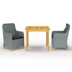 Maison Chic Ensemble de salle à manger de jardin 3 pcs,Table et chaises d'extérieur Gris clair -GKD298675