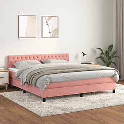 Maison Chic Lit Adulte - Lit simple Lit à sommier tapissier avec matelas moelleux - Meuble de Chambre - Rose 180x200 cm Velours -MN11363