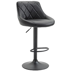 Decoshop26 Tabouret de bar en synthétique noir pivotant avec repose-pieds métal noir coutures décoratives TDB10587