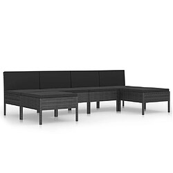 Maison Chic Salon de jardin 6 pcs + coussins - Mobilier/Meubles de jardin - Table et chaises d'extérieur Résine tressée Noir -MN58746