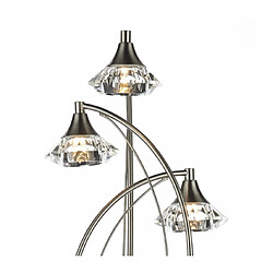 Luminaire Center Lampadaire Luther chrome satiné et cristal 3 ampoules