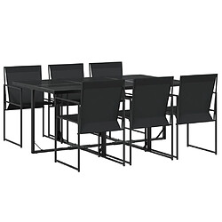 vidaXL Ensemble à manger de jardin 7 pcs noir textilène