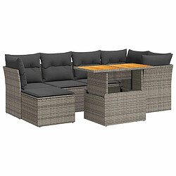 vidaXL Salon de jardin avec coussins 7 pcs gris résine tressée