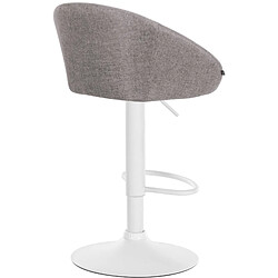 Decoshop26 Tabouret de bar assise pivotante à 360° hauteur réglable en tissu gris clair piètement en métal blanc 10_0004776 pas cher