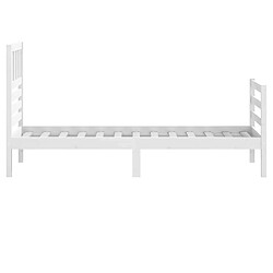 Maison Chic Lit Moderne Chambre - Cadre/structure de lit pour adulte Blanc Bois massif 75x190 cm Petit simple -MN11969 pas cher