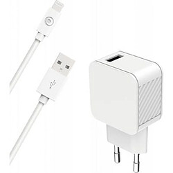 BigBen Connected Chargeur Secteur USB A 2.4A FastCharge + Câble USB A/Lightning Blanc