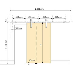 Avis Emuca Kit de quincaillerie pour porte coulissante suspendue en bois Barn Avec fermeture amortie