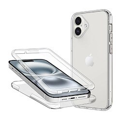 Htdmobiles Coque pour Apple iPhone 16 Plus - housse etui silicone gel fine 360 integrale (avant et arriere) + film ecran - TRANSPARENT