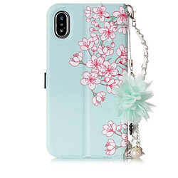 Avis Wewoo Coque pour iPhone X Sakura Fleur Motif Horizontal Flip Housse en cuir avec Holder & Card Slots & Perle Ornement & Chaîne