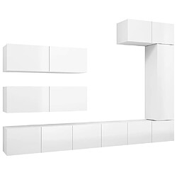 vidaXL Ensemble de meuble TV 7 pcs Blanc brillant Bois d'ingénierie