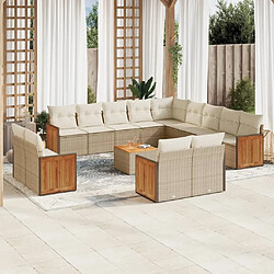 Maison Chic Salon de jardin avec coussins 14 pcs | Ensemble de Table et chaises | Mobilier d'Extérieur beige résine tressée -GKD39686