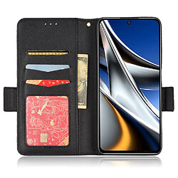 Etui en PU texture litchi, fermeture magnétique avec support, noir pour votre Xiaomi Poco X4 Pro 5G