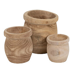 BigBuy Garden Set de pots de fleurs Naturel Bois de paulownia 43 x 43 x 44 cm (3 Unités)