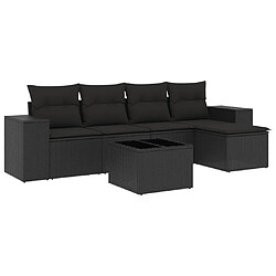 Maison Chic Salon de jardin 6 pcs avec coussins | Ensemble de Table et chaises | Mobilier d'Extérieur noir résine tressée -GKD74636