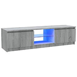 Maison Chic Meubles TV avec lumières LED - Banc TV pour salon sonoma gris 120x30x35,5 cm -MN84004