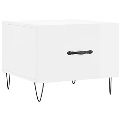 Maison Chic Table basse,Table Console Table d'appoint, Table pour salon blanc brillant 50x50x40 cm bois d'ingénierie -MN89378