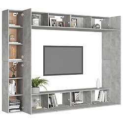 Avis Maison Chic Ensemble de meubles TV 8 pcs | Banc TV Moderne pour salon | Meuble de Rangement - Gris béton Aggloméré -MN50668