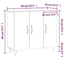 vidaXL Buffet sonoma gris 90x34x80 cm bois d'ingénierie pas cher