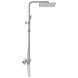 Avis Helloshop26 Ensemble de douche à deux têtes et thermostat douche à main pomme de douche carrée tige de douche réglable de 80 cm à 120 cm acier inoxydable salle de bain maison 02_0003788