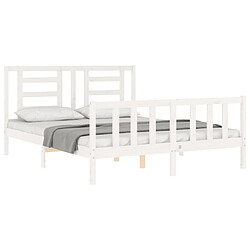 Acheter Maison Chic Lit adulte - Cadre Structure de lit avec tête de lit Contemporain blanc 160x200 cm bois massif -MN43386