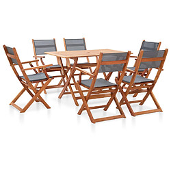 vidaXL Ensemble à manger d'extérieur 7 pcs Gris Bois eucalyptus solide