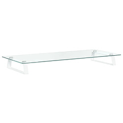 vidaXL Support de moniteur blanc 80x35x8 cm verre trempé et métal