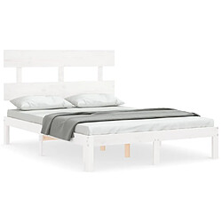 Maison Chic Cadre/structure de lit avec tête de lit pour adulte - Lit Moderne Chambre blanc 120x200 cm bois massif -MN98516