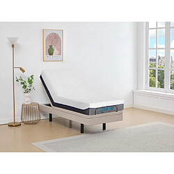 Vente-Unique Lit électrique de relaxation déco + matelas mémoire de forme - 80 x 200 cm - Tissu - Beige - MENASINA de DREAMEA