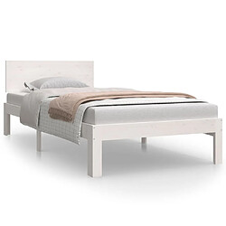 Maison Chic Lit adulte - Lit simple Cadre de lit,Structure du lit Contemporain Blanc Bois de pin massif 90x200 cm -MN77798