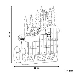 Beliani Décoration LED figurine de luge calendrier de l'avent en bois clair IMPALA