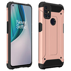 Avizar Coque OnePlus Nord N10 5G Hybride Design Relief Antichute rose champagne