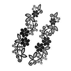 Acheter 2pcs Brodé Venise Appliques Floral Dress Garniture Guipure Patches Noir