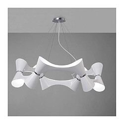 Luminaire Center Suspension Ora 12 Twisted rond Ampoules E27, blanc brillant/arylique blanc/chrome poli