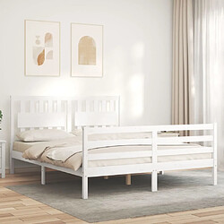 Avis Maison Chic Cadre/structure de lit avec tête de lit pour adulte - Lit Moderne Chambre blanc King Size bois massif -MN36342