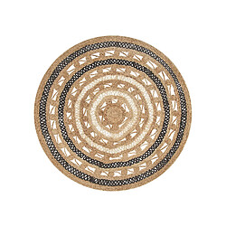 Beliani Tapis rond 140 cm en jute beige et noir GOYNE