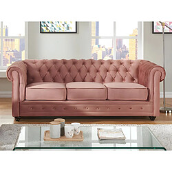 Vente-Unique Canapés 3 places et 2 places et fauteuil en velours rose pastel CHESTERFIELD