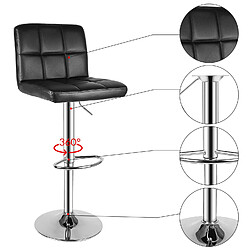 BIGZZIA Lot de 2 Tabourets de Bar - Rattantree Chaise de Cuisine - Rotatif sur 360° - Hauteur Réglable 55-75 cm - avec Dossier et Repose-pieds - Contemporain - design - Noir