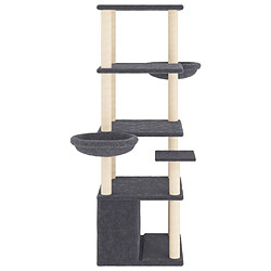 Helloshop26 Arbre à chat meuble tour grimper jouet grattage grattoir escalade plateforme avec griffoirs en sisal foncé 147 cm gris 02_0022666