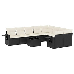 Maison Chic Salon de jardin 10 pcs avec coussins | Ensemble de Table et chaises | Mobilier d'Extérieur noir résine tressée -GKD27483