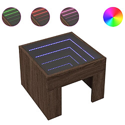 vidaXL Table de chevet avec LED infini chêne marron 40x40x30 cm