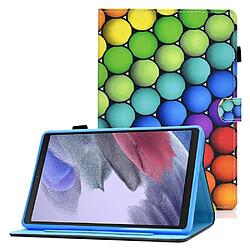 Etui en PU motif de couture, magnétique avec support, porte-cartes et porte-stylo pour Samsung Galaxy Tab A7 Lite 8.7-pouces T220/T225 - Cercle coloré